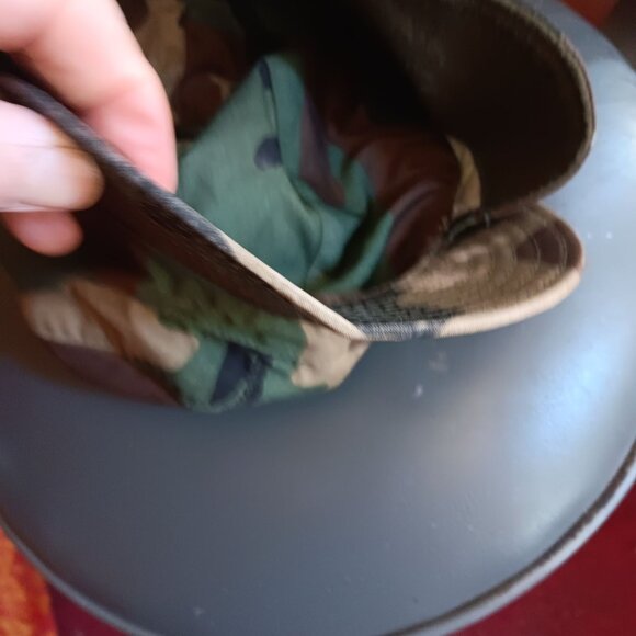 Vintage Woodland Camouflage Cotton/Nylon Military Cap Size 6 3/4 With Ear Flaps - Picture 8 of 8